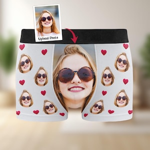 Boxers personalizados para marido, presentes de dia dos namorados, boxers personalizados para homens, presente de rosto personalizado, para namorado e marido