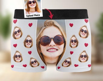 Personalizowane bokserki dla męża, prezenty walentynkowe, spersonalizowane bokserki dla mężczyzn, spersonalizowany prezent z twarzą, dla chłopaka męża