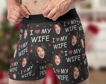 Personalizowane bokserki dla męża, prezenty walentynkowe, spersonalizowane bokserki dla mężczyzn, kocham moją żonę, dla chłopaka męża