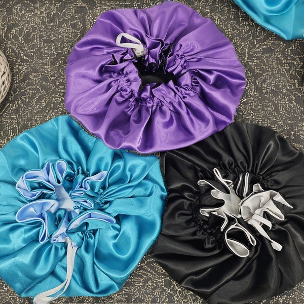 Adjustable  Satin Hair bonnet，Reversible Satin Bonnet for Sleep, Silk Satin Bonnet for Curly Hair and Natural Hair, Hair Bonnet for Women