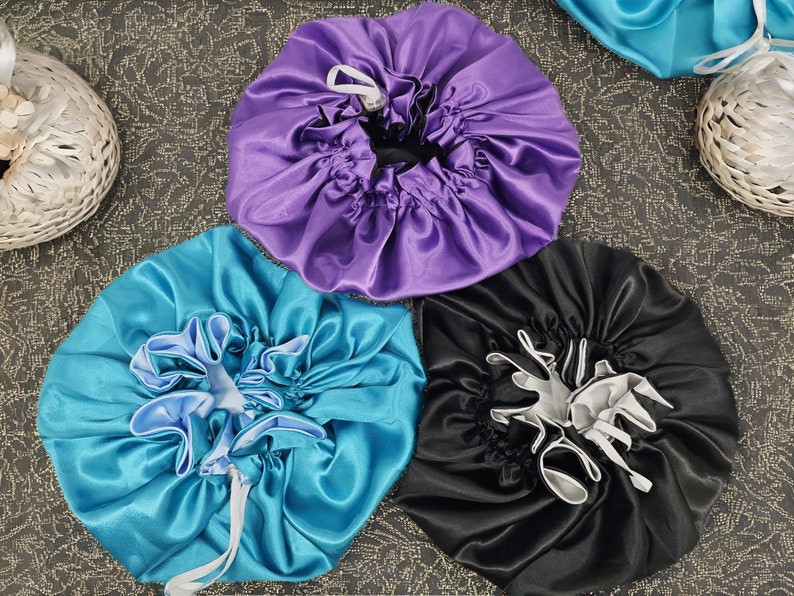 Adjustable Satin Hair bonnetReversible Satin Bonnet for Sleep, Silk Satin Bonnet for Curly Hair and Natural Hair, Hair Bonnet for Women image 1