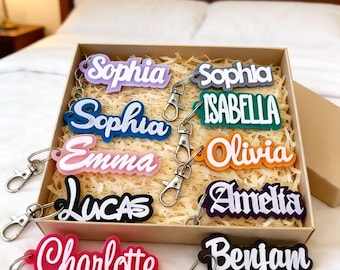 Niestandardowy brelok z akrylowym imieniem do plecaka, spersonalizowana zawieszka do torby szkolnej dla dzieci, zawieszka do pudełka na lunch i torby na pieluchy