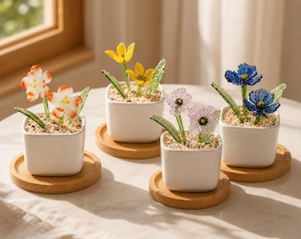 DIY Glass Birth Flower Kit, Handmade Mini Flower Pot Decor, Birth Month Flower Gift for Mom, Daughter, Grandma & Friends