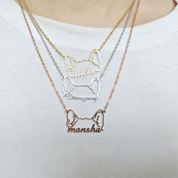 Personalized Dog Ear Necklace, Customized Pet Jewelry, Pet Name Necklace |, Pet Memorial Gift, Gift For Her, Gift With Special Meaning