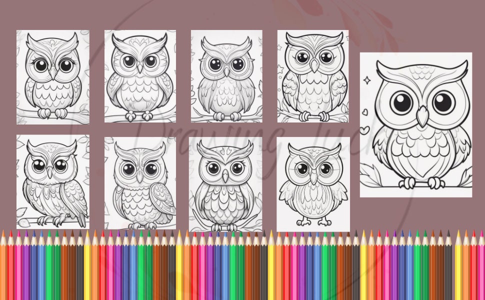9 Owl for Kids Coloring Pages for Kids and Adults Owl Coloring Book Owl ...