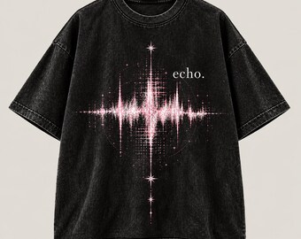 ECHO: Oversized cotton t-shirt with cosmic waves | Soft Statics