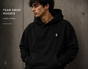 TEAR: Black sweatshirt with embroidered teardrop, size XL | Soft Statics