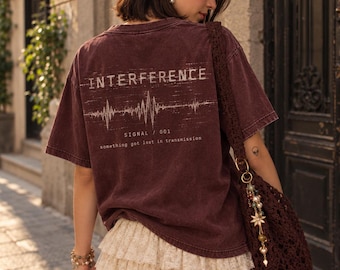 INTERFERENCE: Cotton T-shirt with distorted waves | Soft Statics