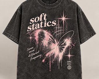 BUTTERFLY: Cotton T-shirt with pink and cream butterfly, size S | Soft Statics