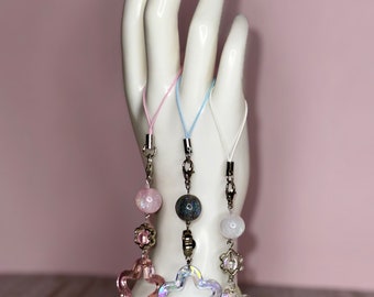 Cats Eye Flower Phone Charm, Handmade Beaded Accessory, Gift For Her, Luxury Phone Charm, Beaded Phone Dangle, Cute Phone Case Accessories