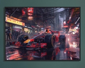Neon Thunder: Red Bull Racing's Cyberpunk F1 Masterpiece | Red Bull F1 | F1 Poster | Formula One Wall Art | F1 Gift | F1 Print | RB Poster