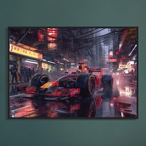 Neon Thunder: Red Bull Racing&#39;s Cyberpunk F1 Masterpiece | Red Bull F1 | F1 Poster | Formula One Wall Art | F1 Gift | F1 Print | RB Poster