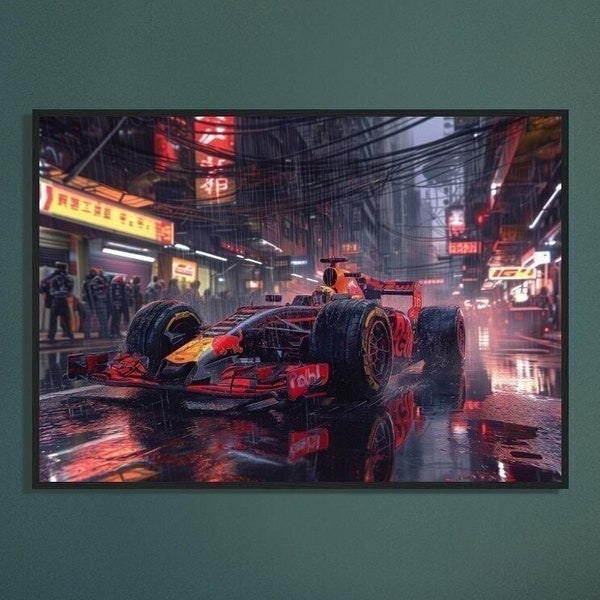 Neon Thunder: Red Bull Racing's Cyberpunk F1 Masterpiece | Red Bull F1 | F1 Poster | Formula One Wall Art | F1 Gift | F1 Print | RB Poster