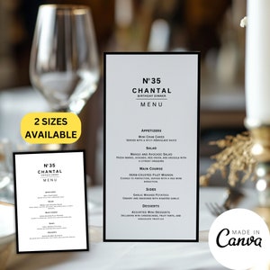 Plantilla de tarjeta de menú de diseñador, carta de menú de cena de cumpleaños de lujo de alta gama, letrero minimalista de buffet de comida de brunch de cumpleaños, plantilla editable 084