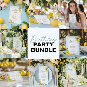 Paquete de plantillas para baby shower La Dolce Vita, cena de celebración de 30 años con cítricos y limón para esposa, chispas editables para bebé para celebración de niña 301