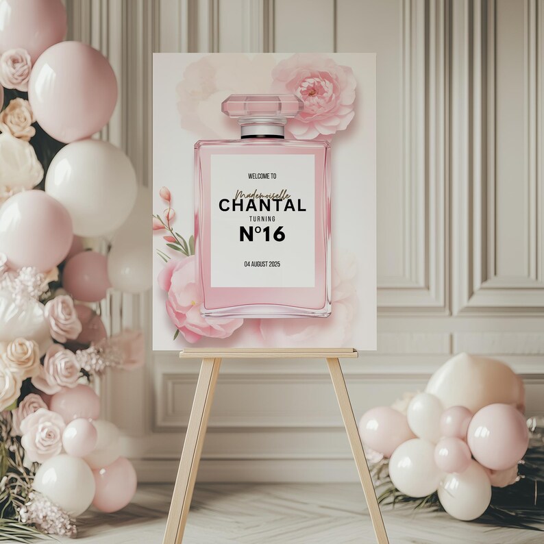 Designer Welcome Sign Template, Luxury Brand Perfume No 5 Birthday ...