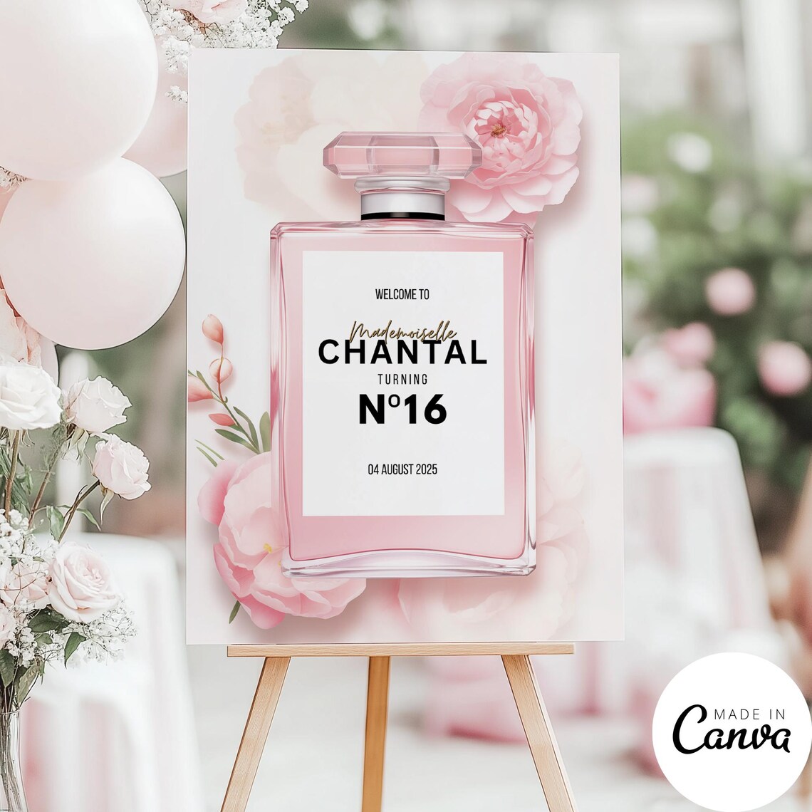 Designer Welcome Sign Template, Luxury Brand Perfume No 5 Birthday ...