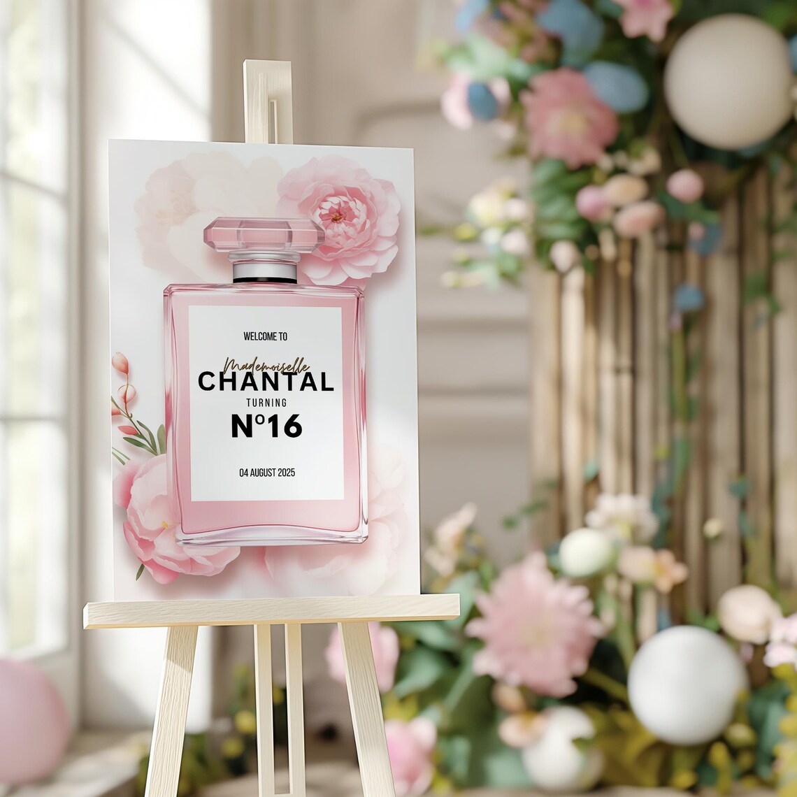 Designer Welcome Sign Template, Luxury Brand Perfume No 5 Birthday ...