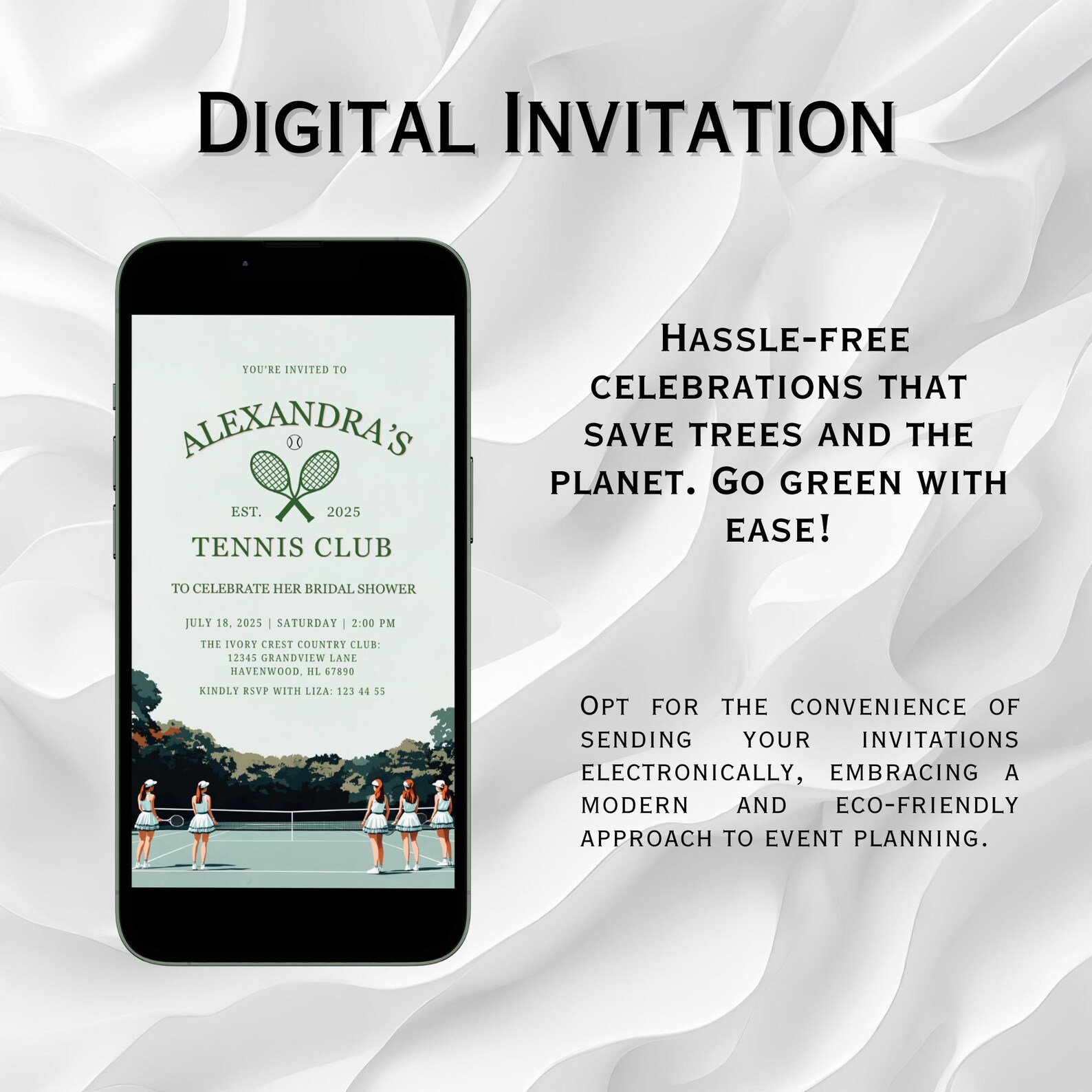 Sos Invite Tennis Themed Bridal Shower Invitation Template, Country Club ...