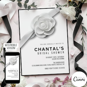 Designer Invitation Template Design, Luxury High End Perfume No 5 Invite for Bridal Shower, Editable Digital Save the Date, CHANTAL 122
