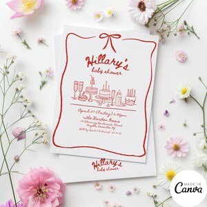 Hand Drawn Baby Shower Invitation Template, Handwritten Illustration Invite, Minimalist New Parents Party Evite, Save the Date 051