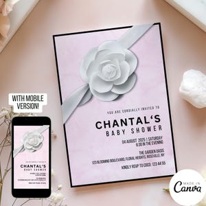Designer Invitation Template Design, Luxury High End Perfume No 5 Invite for Baby Shower for Girl, Digital Save the Date, CHANTAL 122