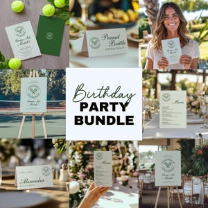 Geburtstagsfeier-Vorlagenbündel mit Tennis-Thema, Country Club-Dinner-Feier für Frau, Schulsportfest-Brunch-Feier, 308