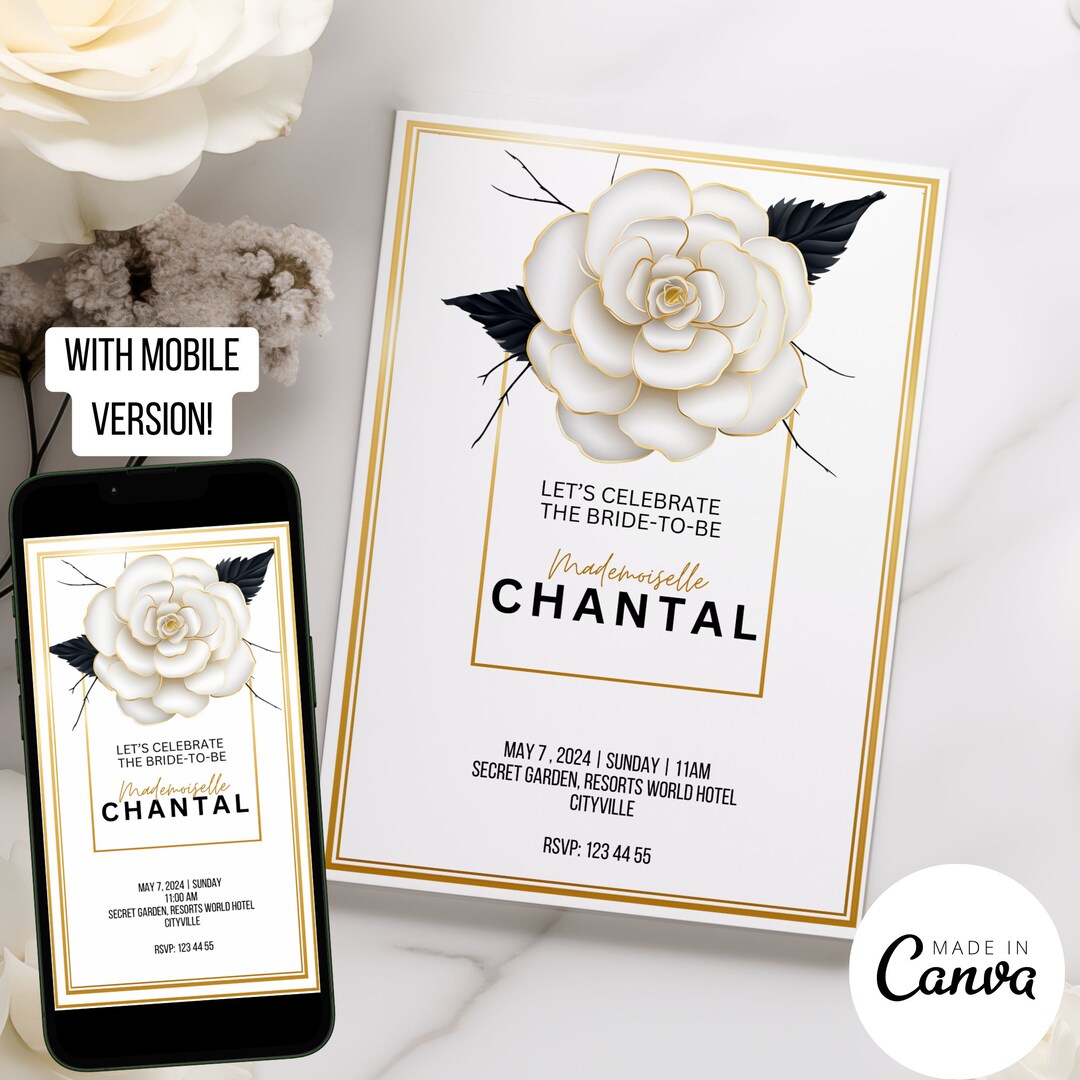 Designer Bridal Shower Invitation Template, Luxury Brand Invite for Brides, Mobile Evite for