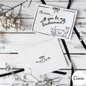 Handgezeichnet Brautjungfer Vorschlag Kartenvorlage, werden Sie meine Trauzeugin sein zum Ausdrucken, personalisierte DIY Pre Hochzeit Vorschlag Karte, 054