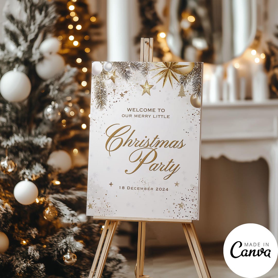 Christmas Party Welcome Sign Template Holiday Family Gathering Poster christmas-party-welcome-sign-template-holiday-family-gathering-poster