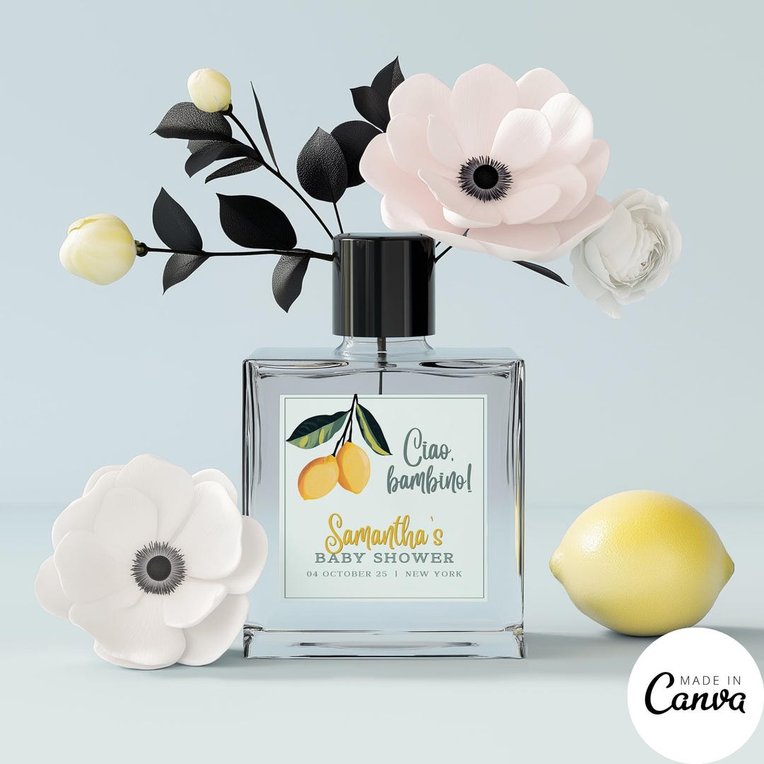 Ciao, Bambino Label Digital Download, Citrus Lemon Baby Shower Sticker