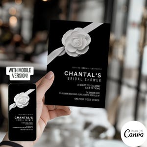 Designer Invitation Template Design, Luxury High End Perfume No 5 Invite for Bridal Shower, Editable Digital Save the Date, CHANTAL 122