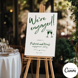Hand drawn Engagement Party Welcome Sign Template, Line Illustration Reception Poster, Minimalist Restaurant Sign, Editable Template, 013
