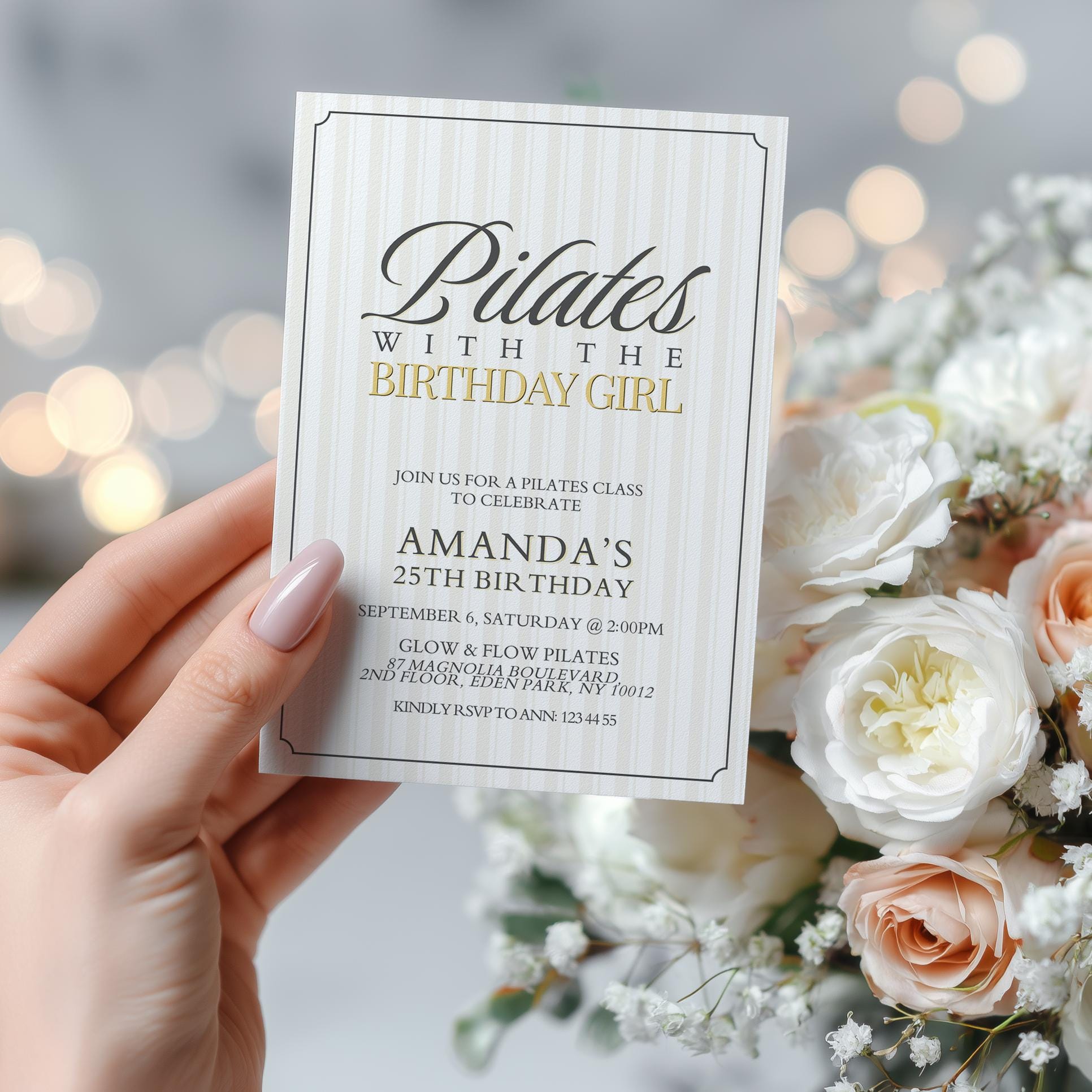 Pilates Party Invitation Template, Ribbon Coquette Birthday Brunch ...