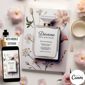 Designer Invitation Template Design, Luxury High End Perfume  Exchange Invite for Sweet 16 Birthday, Editable Digital Save the Date, PF
