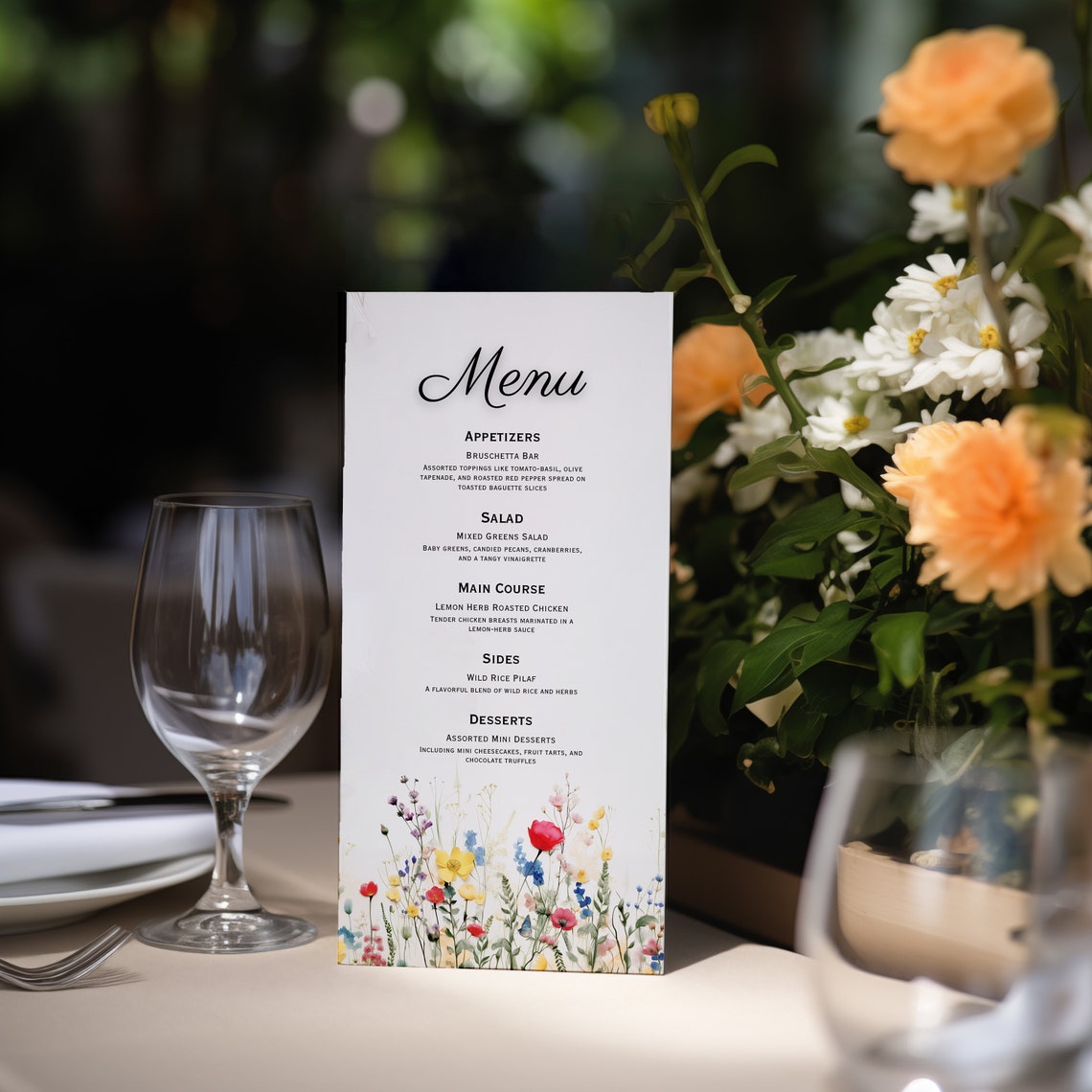 Designer Birthday Menu Template, Spring Wedding Menu Card, Floral Menu ...