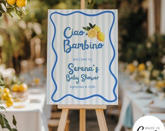 Ciao Bambino Lemon Baby Shower Welcome Sign Template (Digital Download)  259