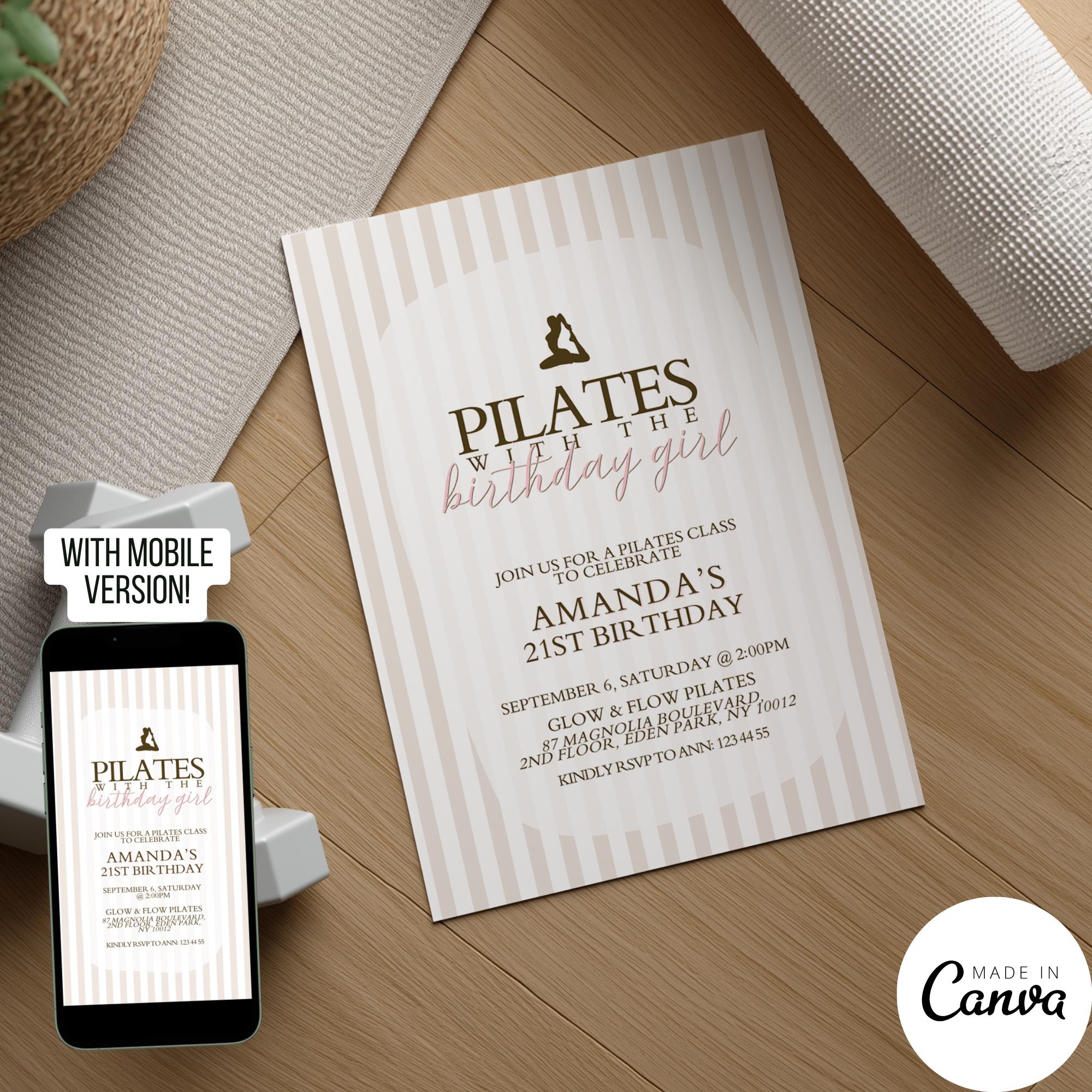 Pilates Party Invitation Template, Ribbon Coquette Birthday Brunch ...