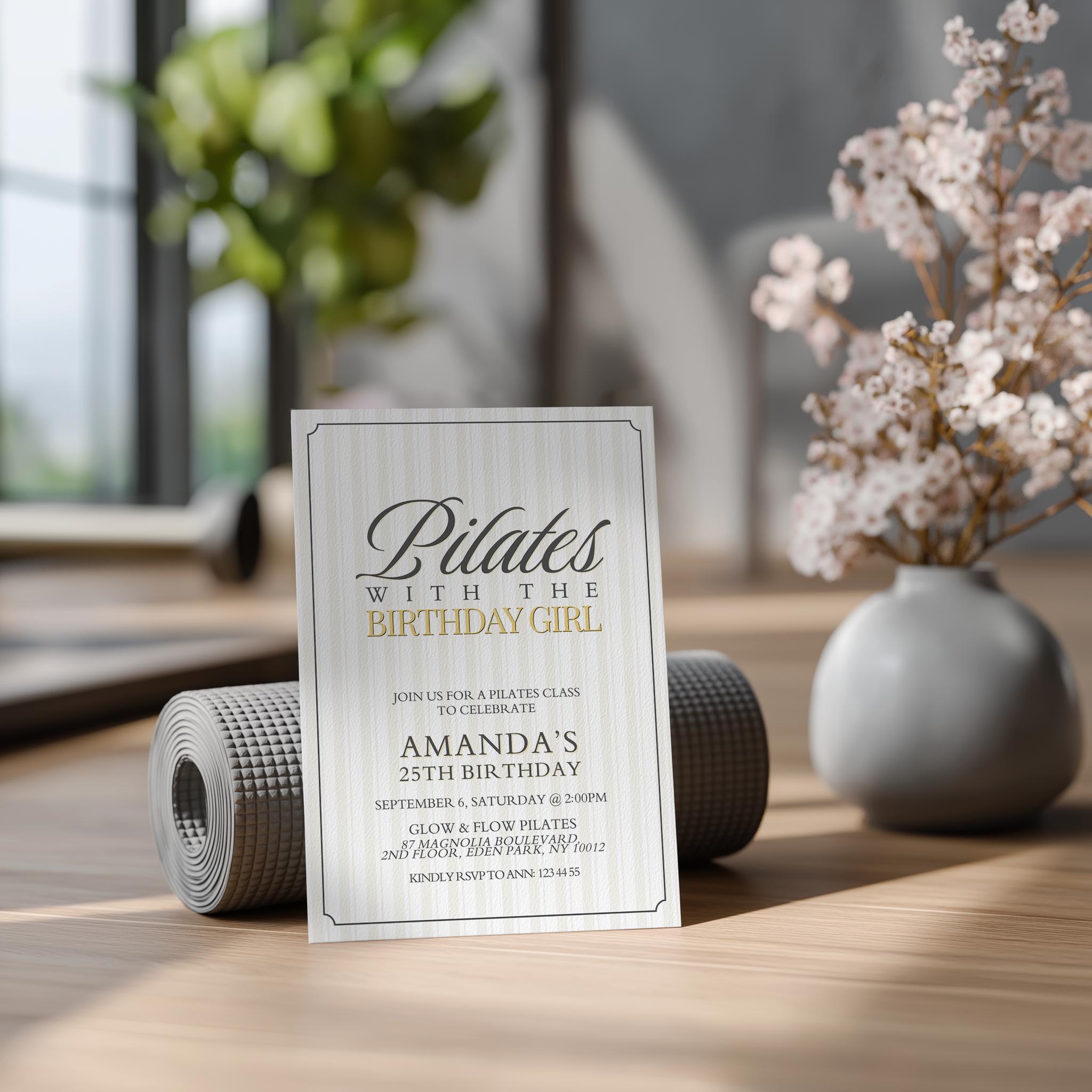 Pilates Party Invitation Template, Ribbon Coquette Birthday Brunch ...