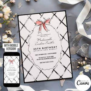 Designer Invitation Template Design, Luxury High End Quilted Invite for Sweet 16 Birthday, Editable Digital Save the Date CHANTAL 079