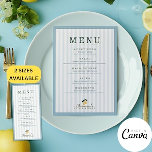 Italienische Sommer Hochzeit Menü Karte Vorlage, Zitrus Zitrone Geburtstag Brunch Menü Brief, Intimes Abendessen Essen Buffet Zeichen, Bearbeitbare Vorlage 142