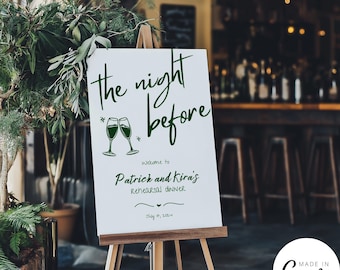 Modèle de plaque de bienvenue pour le dîner de répétition dessiné à la main, affiche de réception avec illustration au trait, enseigne de restaurant minimaliste, modèle modifiable, 013