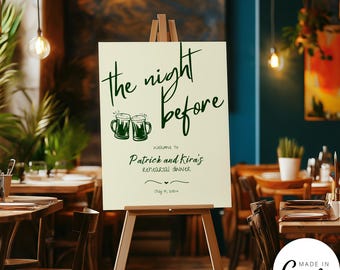 Hand drawn Rehearsal Dinner Welcome Sign Template, Line Illustration Reception Poster, Minimalist Restaurant Sign, Editable Template, 013