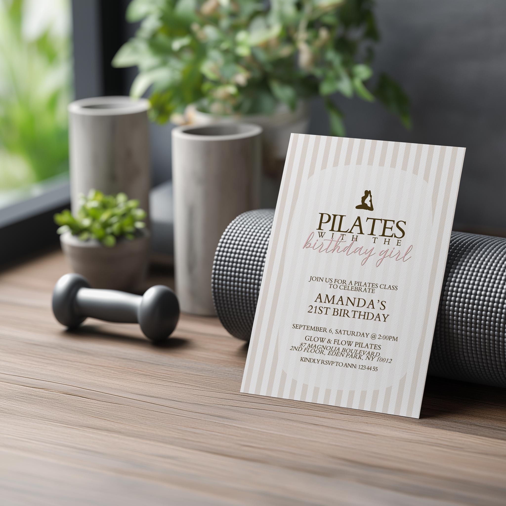 Pilates Party Invitation Template, Ribbon Coquette Birthday Brunch ...
