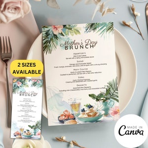 Mother’s Day Menu Card Template, Mom’s Day Celebration Menu letter,  Brunch Party Food Buffet Sign, Personalized Wedding Menu MTH1