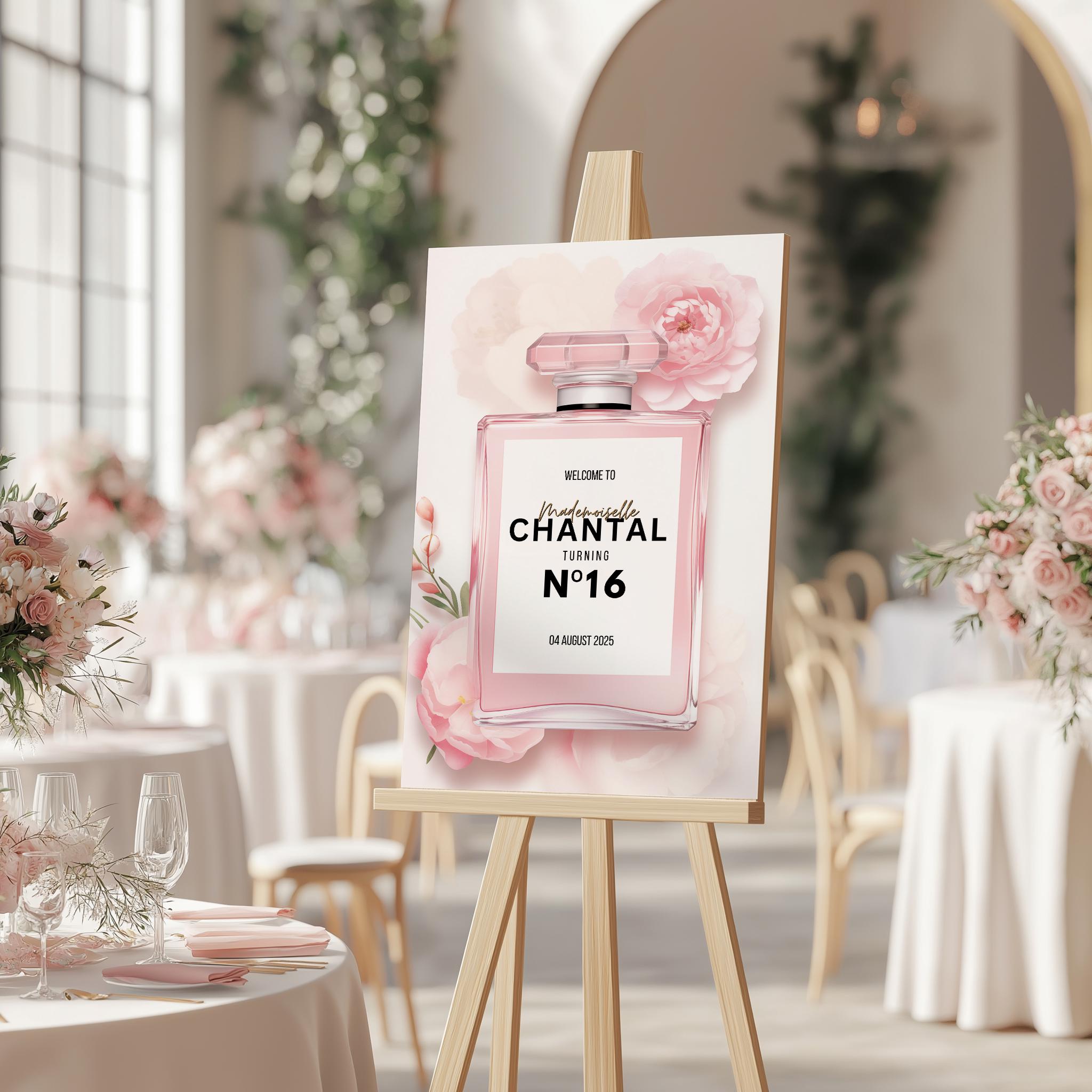 Designer Welcome Sign Template, Luxury Brand Perfume No 5 Birthday ...