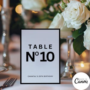 Modello di cartelli da tavolo di design, cartello per feste di compleanno di lusso di alta qualità modificabile, stampe ispirate al profumo n. 5, addio al nubilato, CHANTAL 084
