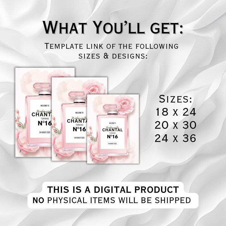 Designer Welcome Sign Template, Luxury Brand Perfume No 5 Birthday ...