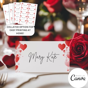 Modèle de carte de visite Saint-Valentin, couvert de coeur dessiné à la main, étiquette de buffet de nourriture de la Saint-Valentin, affectation de réservation de siège vd12