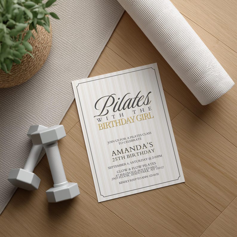 Pilates Party Invitation Template, Ribbon Coquette Birthday Brunch ...